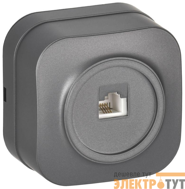 Розетка телефонная ОП RJ11 GLORY РТ20-ХСм сталь матов. IEK ETH10-K46M