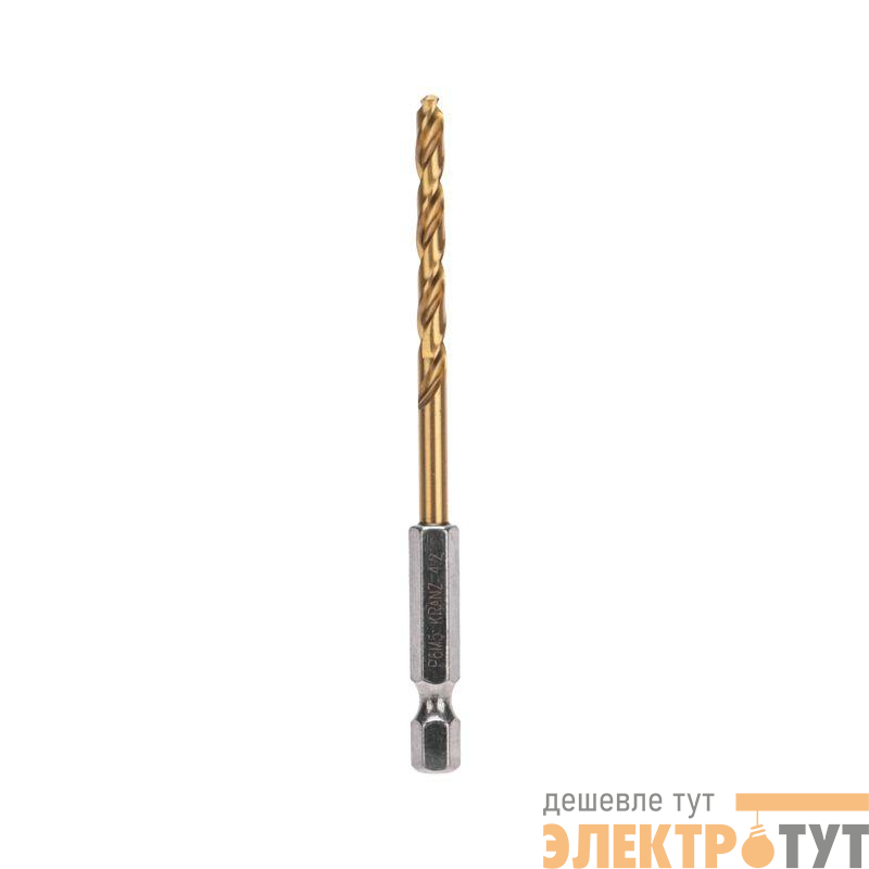 Сверло по металлу 4.2мм Р6М5 ТИТАН шестигранный хвостовик DIN 338 (уп.1шт) Kranz KR-91-5504