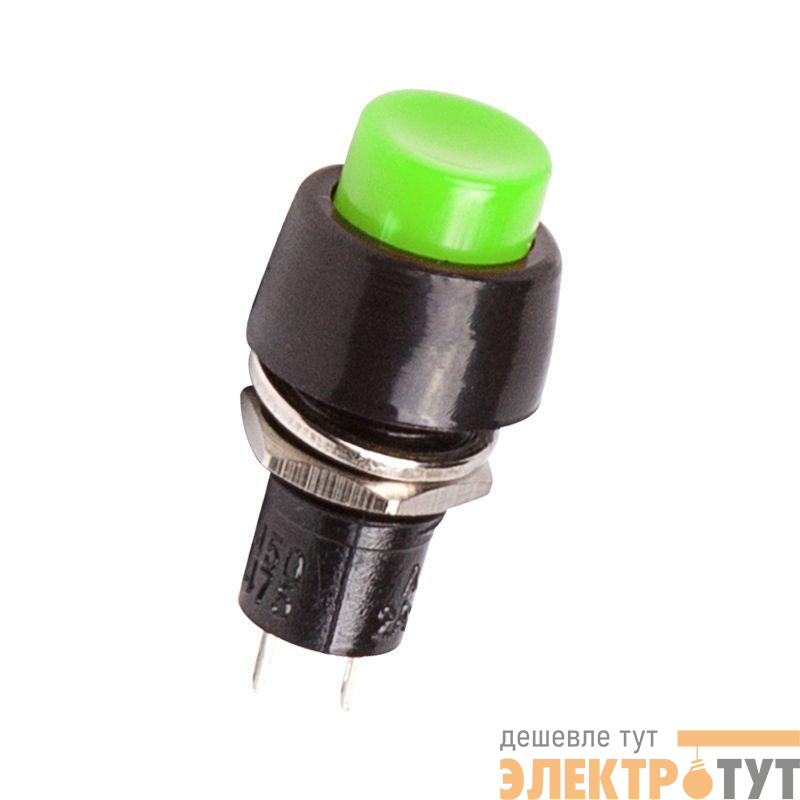 Выключатель-кнопка 250В 1А (2с) ON-OFF Micro PBS-20А зел. Rexant 36-3073