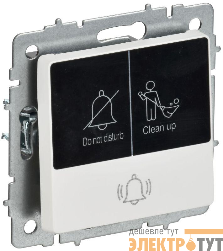 Кнопка звонка BRITE ВС10-1-9-БрАБ 10А для отелей с индикацией механизм арктич. бел. IEK BR-V14-2-10-K91