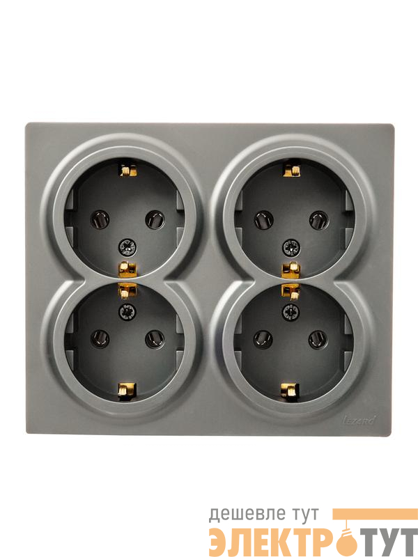 Розетка 4-м ОП LETO с заземл. закрытый корпус ПБТ платина LEZARD 752-3500-127BDP