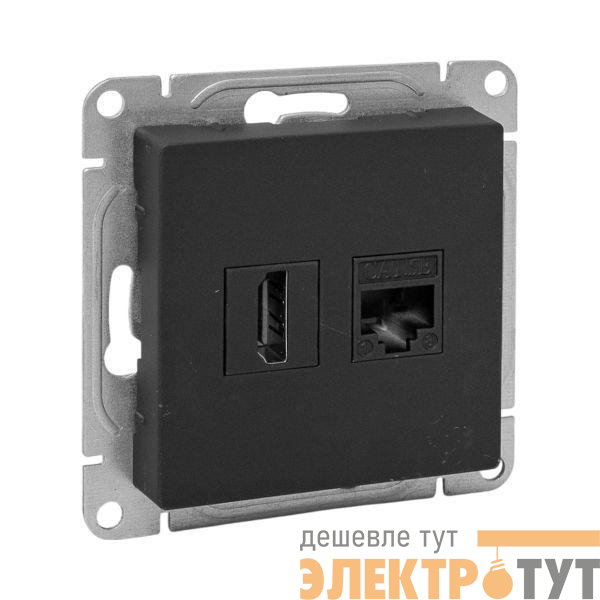 Розетка СП Эпика HDMI + RJ45 кат.5 механизм черн. EKF UP1-SOB-HDMI+RJ45