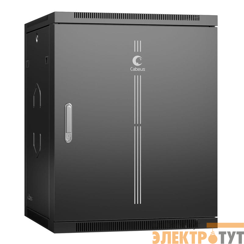 Шкаф телекоммуникационный настенный SH-05F-15U60/60m-R-BK 19дюйм 15U 600х600х769мм дверь метал. черн. (RAL 9004) Cabeus 10746c