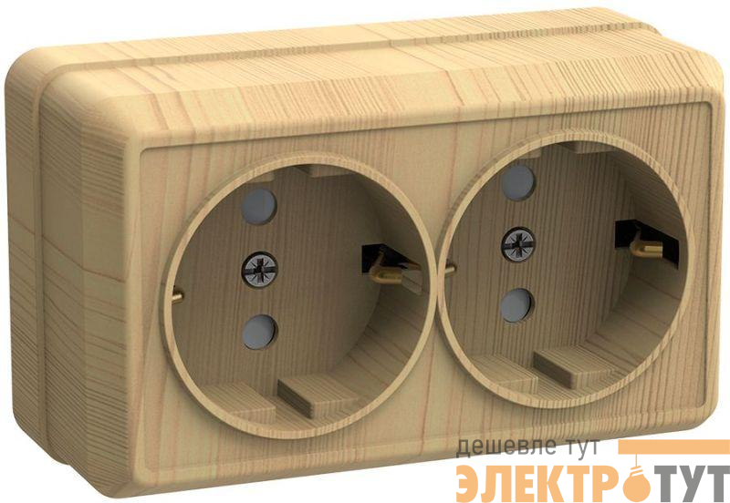 Розетка 2-м ОП Октава РС22-3-ОС 16А IP20 с заземл. сосна GENERICA ERO21-K03-16-DC