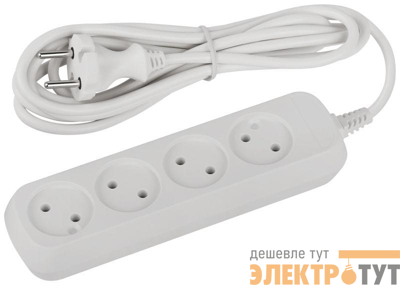 Удлинитель электрический UDL-10-430 Greenline 4 розетки без заземления 3м ПВС 2х0.75кв.мм Эра Б0065050