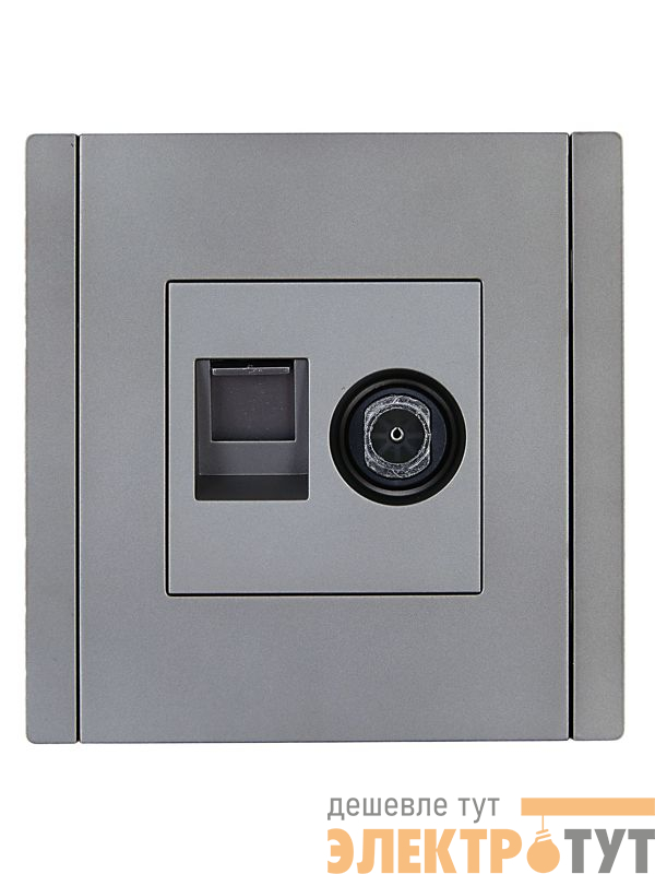 Розетка 2-м TV+RJ45 кат.6 FORTE&PIANO FP537 сталь IEK FP-AK20-2-K46