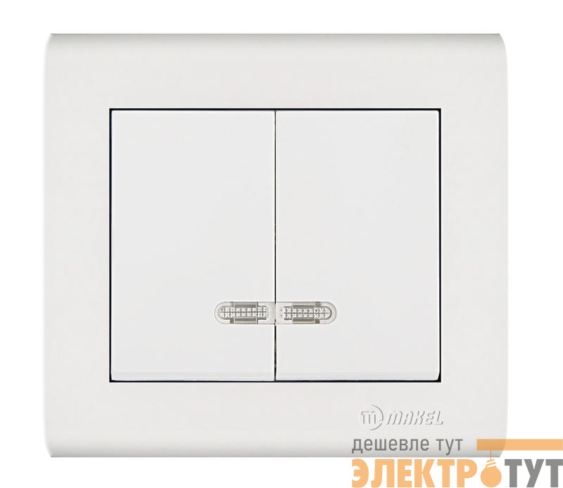 Выключатель 2-кл. Manolya с подсветкой бел. Makel 41001023