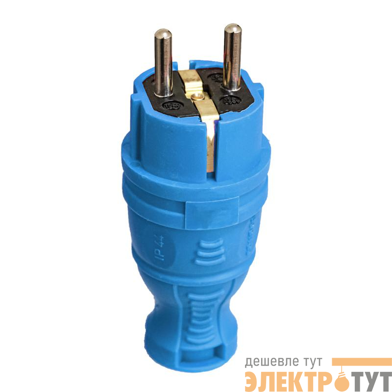 Вилка прямая с заземл. IP44 каучук син. TOKOV TKE-C08-KV-Z