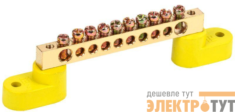 Шина PE "земля" ШНИ-6х9-10-У2-Ж на 2х угл. изол. IEK YNN10-69-10C2-K05