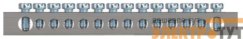 Шина PEN земля-ноль 6х9мм 14/2 никелированная с креплениями по краям NO-224-86 Эра Б0062982