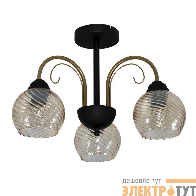 Светильник "Берта" 131 (плафон 8633) НСБ 01-3х60-158 E27 (ИМ) потолочн. черн. муар./зол. Элетех 1005405444