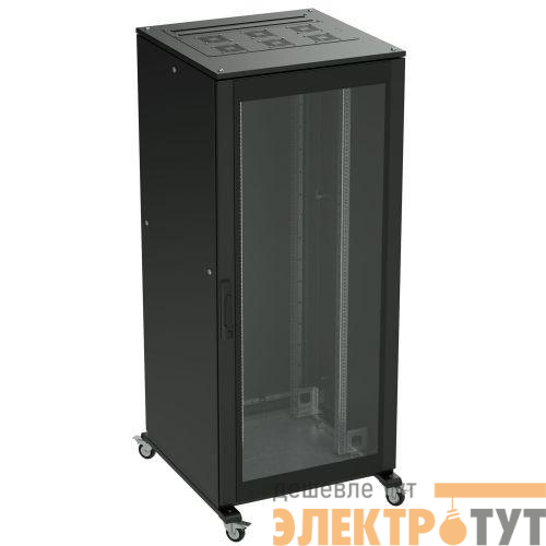 Шкаф напольный 47U 800х1000 двери стекло/сплошная укомплектован вводом и заглушками RAL9005 DKC R5IT4781GSB