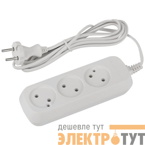 Удлинитель 3х1.5м без заземл. 6А IP20 GREEN LINE UDL-6-315 ШВВП 2х0.75 Эра Б0065043