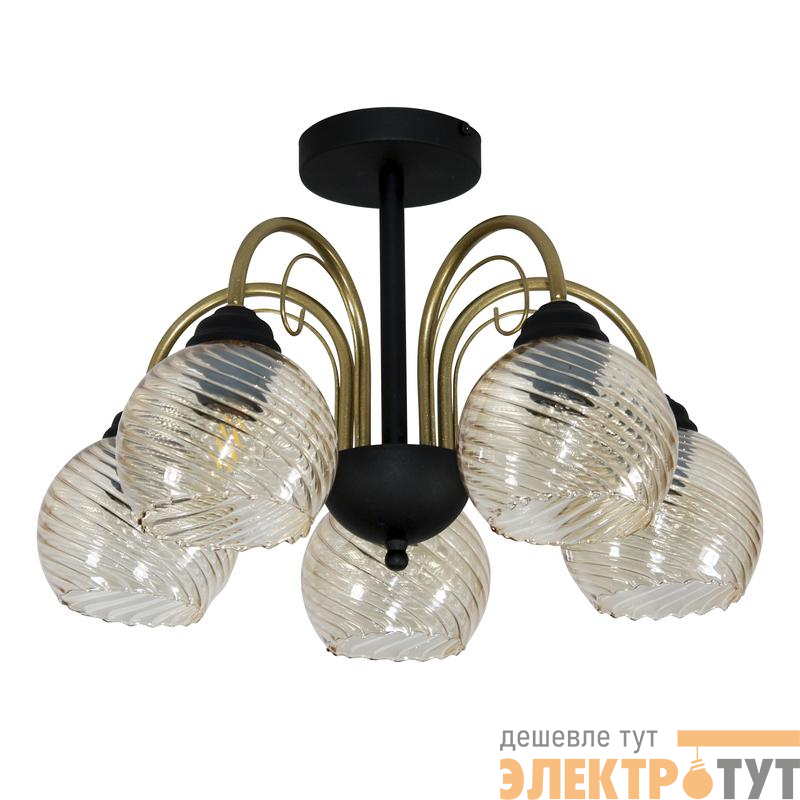 Светильник "Берта" 151 (плафон 8633) НСБ 01-5х60-132 E27 (ИМ) потолочн. черн. муар./зол. Элетех 1005405445