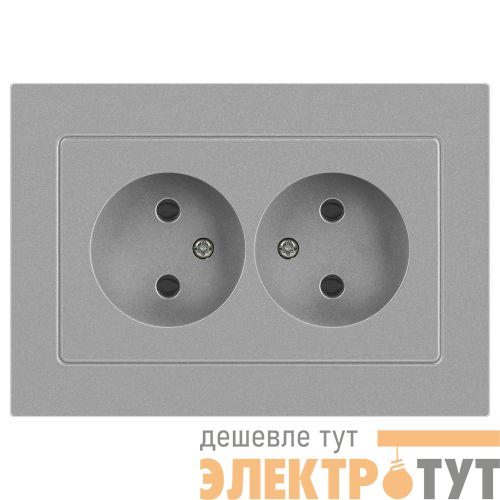 Розетка 2-м СП Accent 6-204-03 16А IP20 250В 2P AL/CU алюм. Intro Б0063453