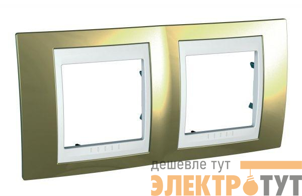 Рамка 2-м Unica золото бел. SchE MGU66.004.804