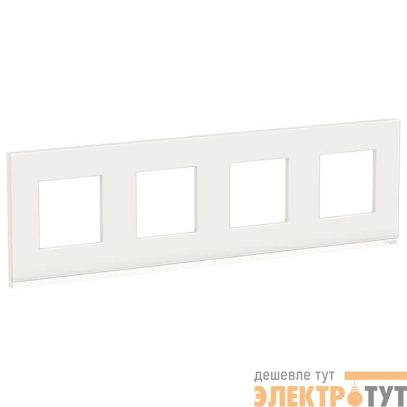 Рамка 4-м UNICA PURE горизонт. бел. стекло/бел. SchE NU600885