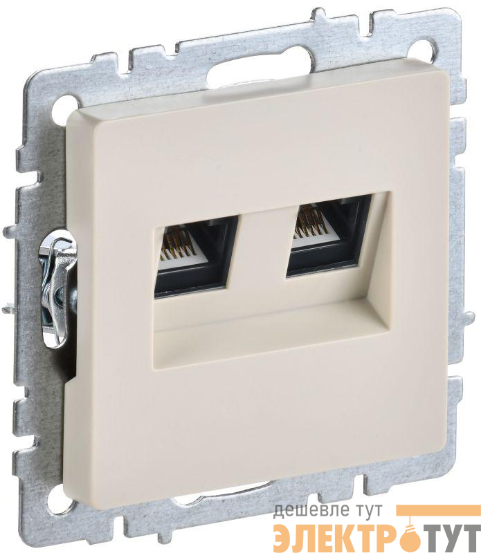 Розетка компьютерная двойн. СП RJ45 кат.5E BRITE РК10-2-БрКр механизм беж. IEK BR-K20-1-K10