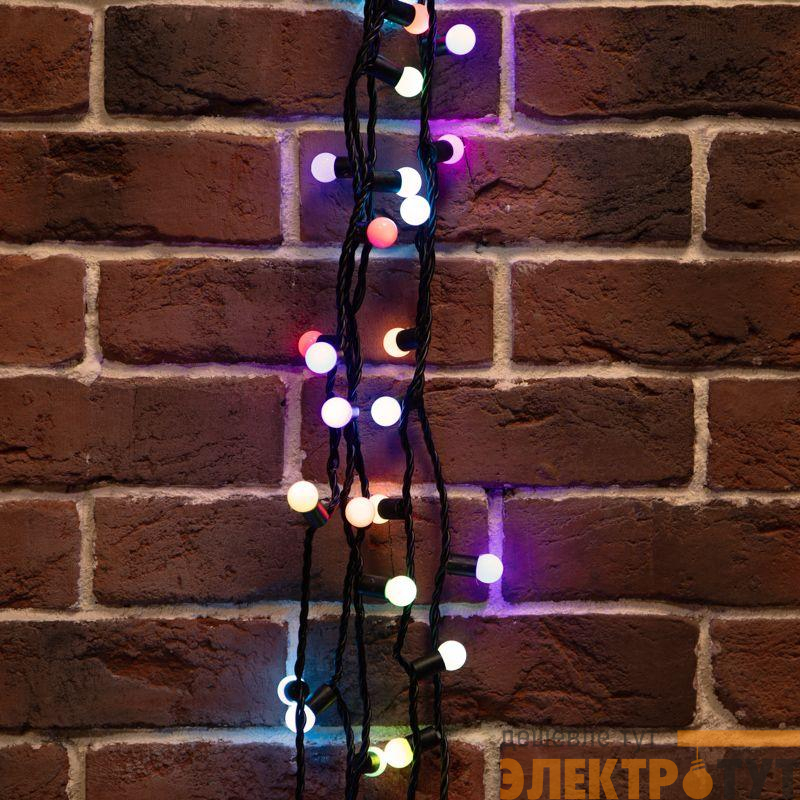 Гирлянда светодиодная "Мультишарики" 10м d17.5мм 100 LED RGB черн. ПВХ IP65 медленная смена 230В соединяется нужен шнур 303-500 Neon-Night 303-509-4