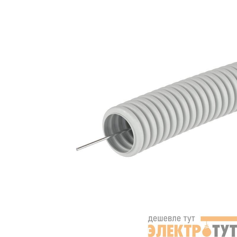 Труба гофрированная ПВХ гибкая сверхтяжелая d32мм с протяжкой сер. (уп.25м) DKC 91532+