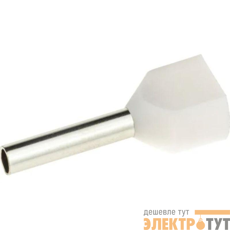 Наконечник-гильза двойная с изолир.фланцем 0.5кв.мм (НШВИ2) бел. DKC IFD2-0.5-8WT