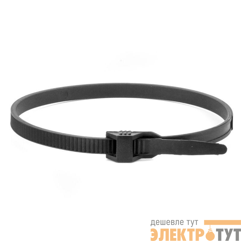 Хомут PA12 атмосфероустойчивый из полиамида 12 плоский замок 9х300 черн. (уп.100шт) DKC CTPA12-9-300B