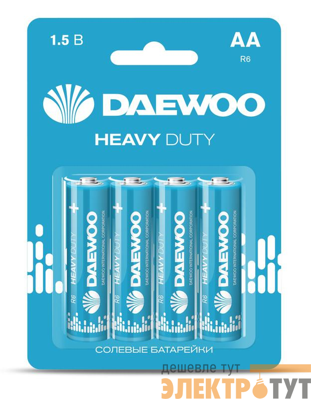 Элемент питания солевой AA/R6 1.5В Heavy Duty 2021 BL-4 (уп.4шт) DAEWOO 5029309