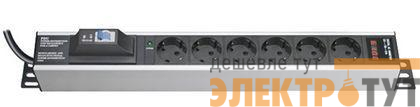Блок распределения питания вертикальный 19дюйм шкафов 16А 6хSchuko авт.1Р индикатор тока вх. разъем Schuko DKC R5VSH6CBCD