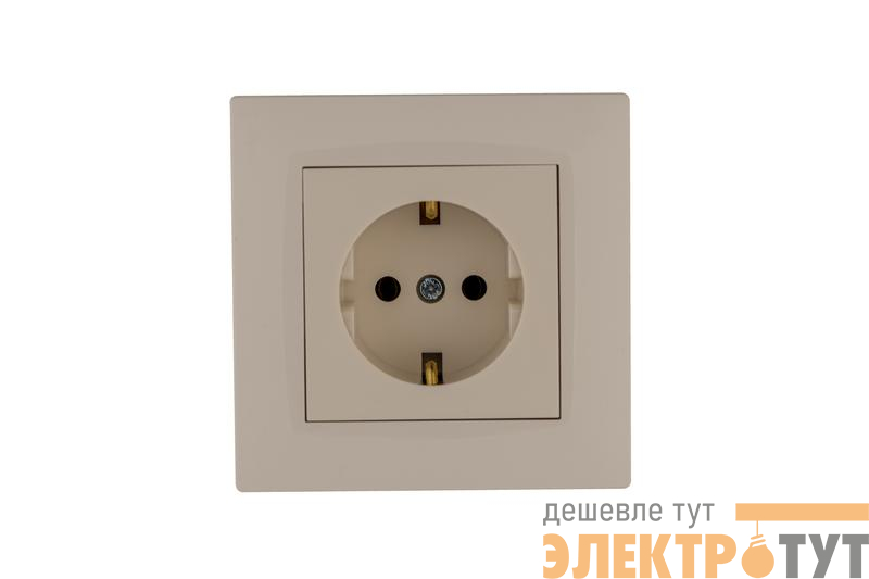 Розетка 1-м Karea RIZZ с заземл. керамика крем Makel 88010008