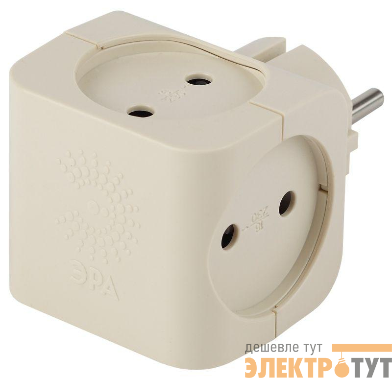Разветвитель 4-м без заземл. 16А IP20 SP-4-I сл. кость Эра Б0008206