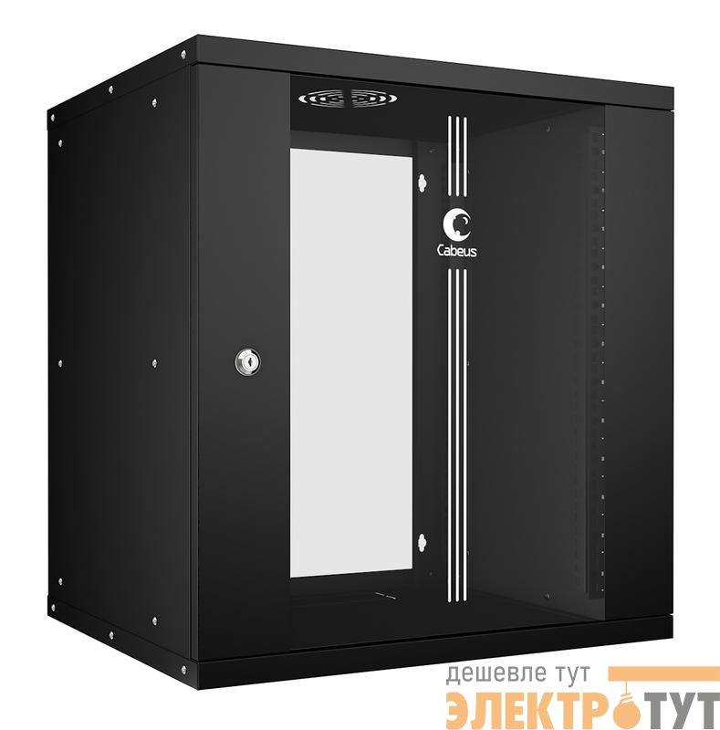 Шкаф телекоммуникационный настенный разборный LIGHT WSC-05D-12U55/45-BK 19дюйм 12U дверь стекло черн. Cabeus 10180c