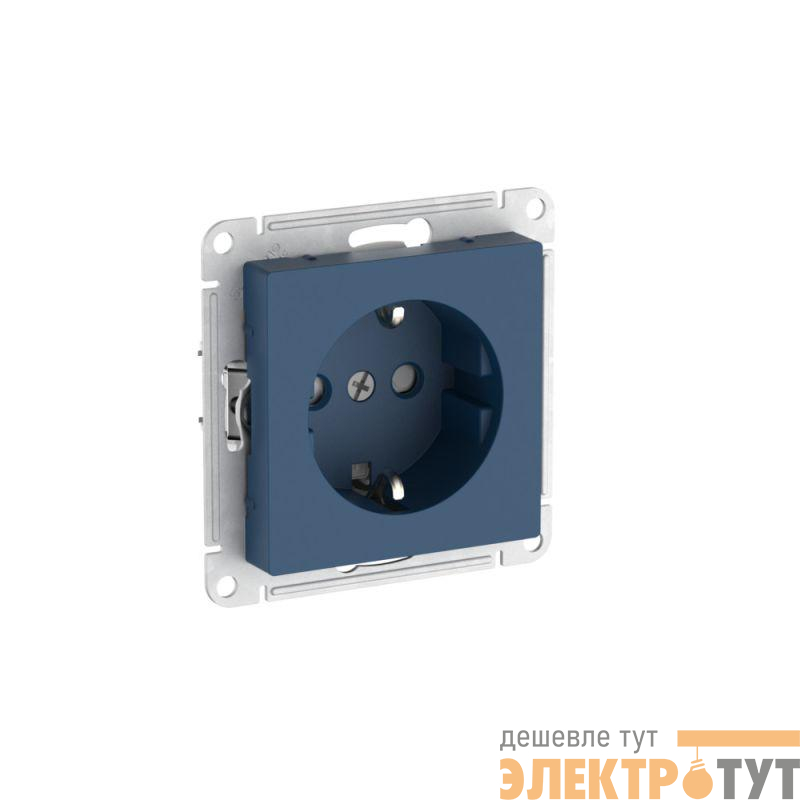 Розетка AtlasDesign 16А с заземл. защ. шторки быстрозажим. клем. механизм аквамарин SE ATN001145S