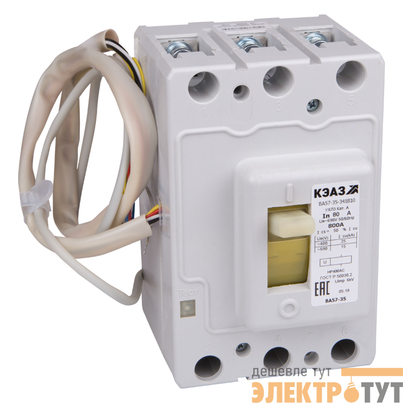 Выключатель автоматический 2п 160А 40кА ВА57-35-841110 160А 1000 220DC ОМ4 РЕГ КЭАЗ 373923