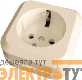 Розетка 1-м ОП 16А IP20 квадрат. с заземл. крем. Makel 45208