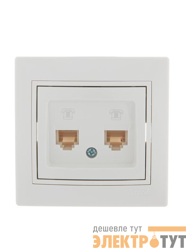 Розетка телефонная 2-м СП Mira RJ11 бел./бел. LEZARD 701-0202-138