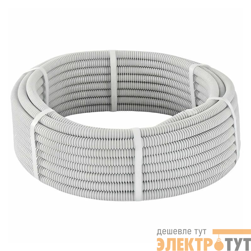 Труба гофрированная ПВХ d20мм с протяжкой сер. (уп.100м) TOKOV ELECTRIC TKE-TG/P-20-C06/100