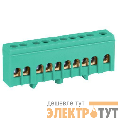 Шина PE земля в изолированном корпусе на DIN-рейку ШНИ-6х9-10-Д зел. NO-224-103 Эра Б0062938