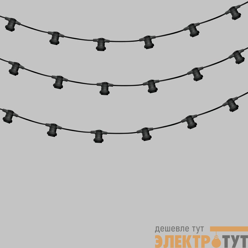 Гирлянда "Белт Лайт" 2жил. 50м шаг 20см 250 патронов E27 IP65 черн. круглый провод Neon-Night 331-243
