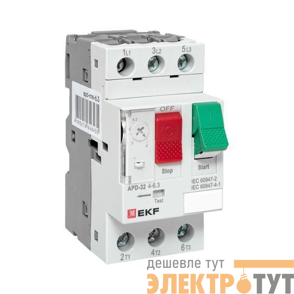 Выключатель автоматический для защиты двигателя АПД-32 4-6.3А EKF apd-me-6.3