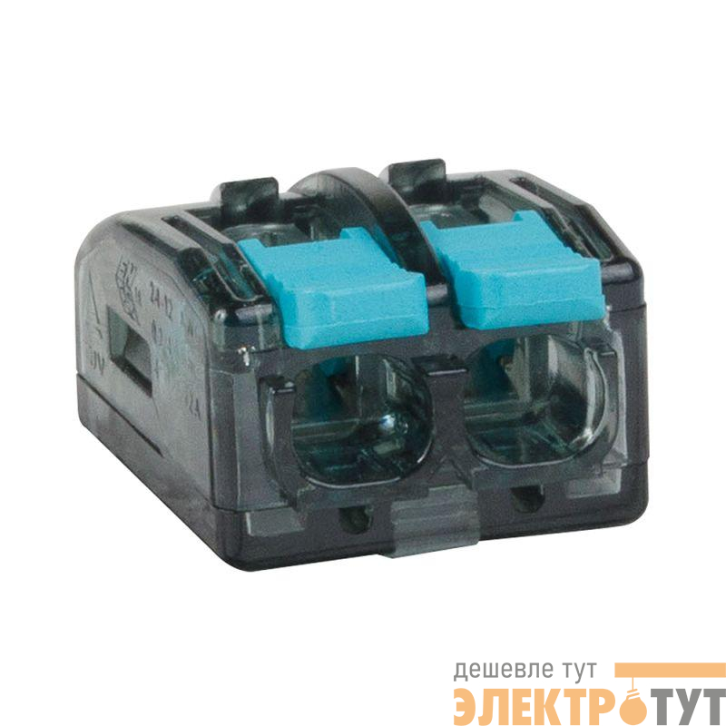 Клемма строительно-монтажная OptiKit СМК 221-412 с рычагом 2 отверстия 0.2-2.5(4.0)кв.мм КЭАЗ 351064