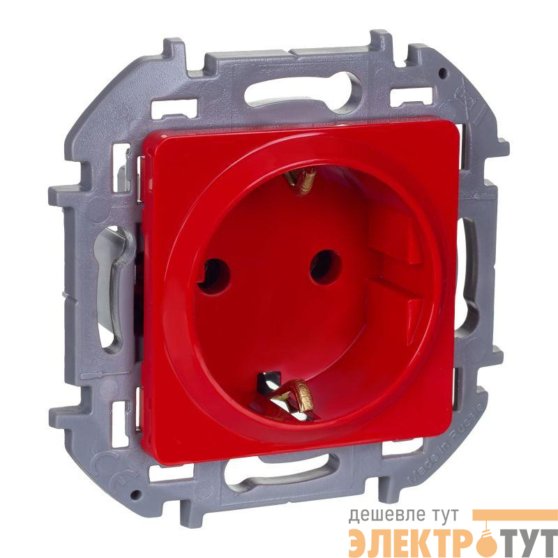 Розетка 1-м СП Inspiria 16А 250В 2P+E защ. шторки красн. IEK 673734