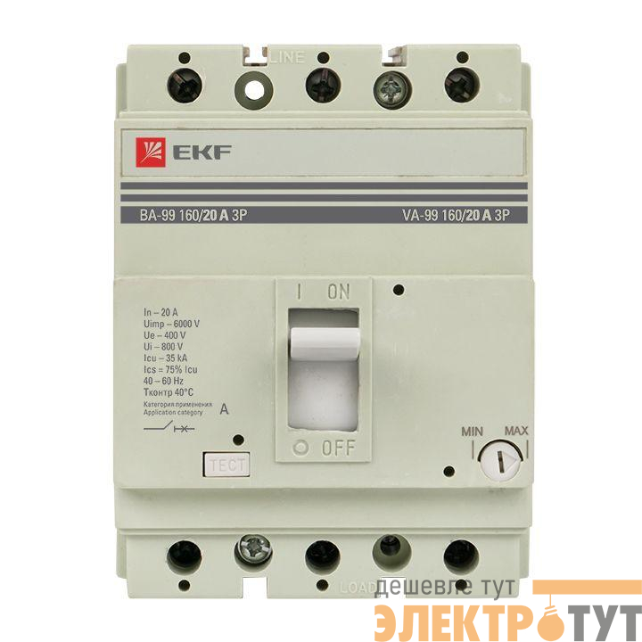 Выключатель автоматический 3п 160/20А 35кА ВА-99 PROxima EKF mccb99-160-20
