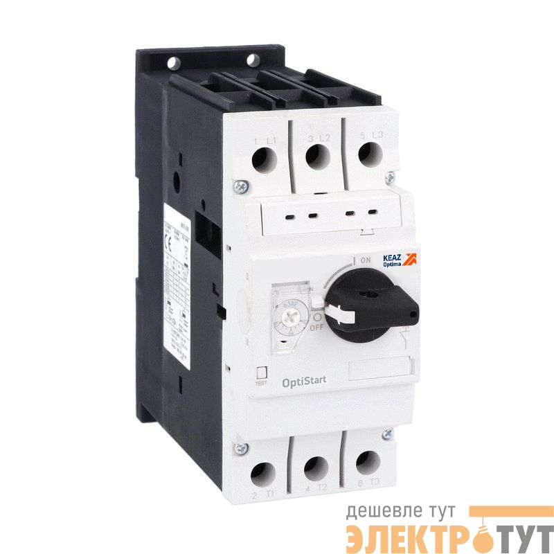 Выключатель автоматический 3п 63А диапазон уставок 45…63А 50кА OptiStart MP 63R 63 T2 КЭАЗ 348544