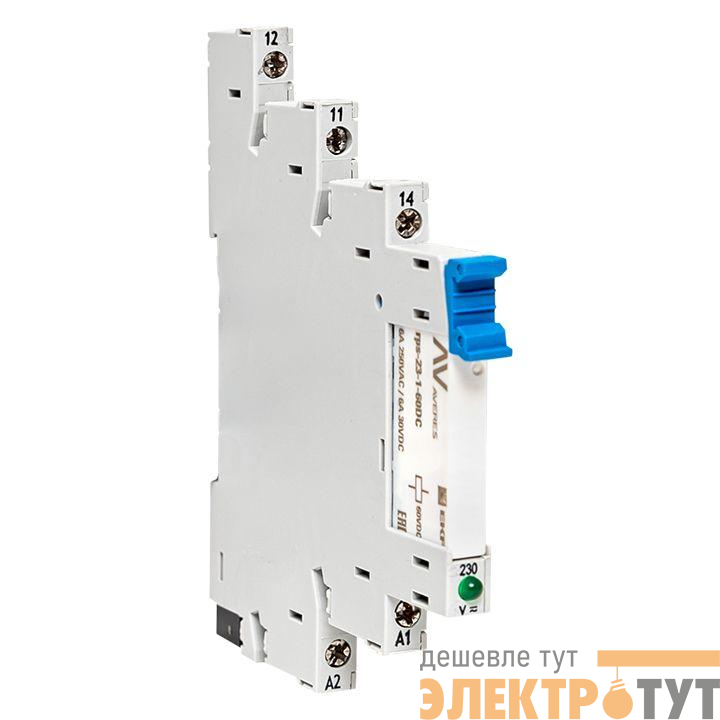 Реле промежуточное РП slim 23/1 6А 230В AC с розеткой в сборе EKF rps-23-1-60-rms230AC