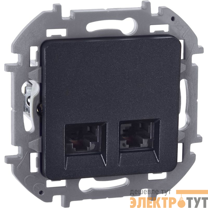 Розетка компьютерная 2-м Inspiria RJ45 кат.6 UTP механизм антрацит IEK 673843