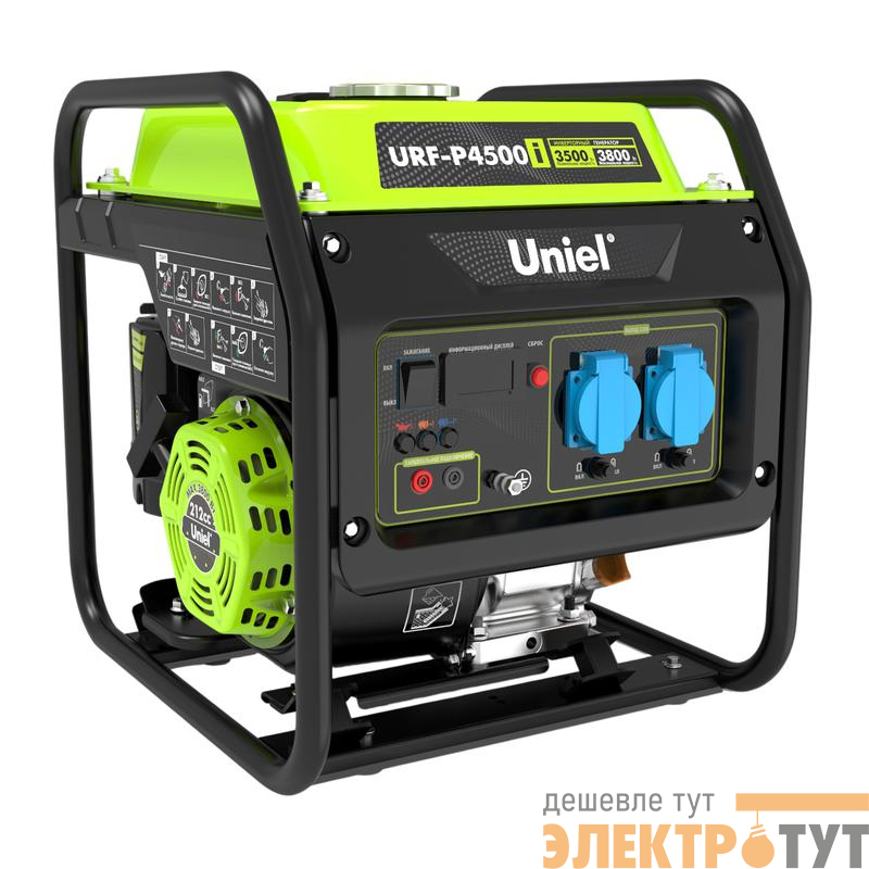 Генератор бензиновый инверторный на раме URF-P4500i 1ф макс. мощность 3.8кВт ручной стартер TM Uniel UL-00012855