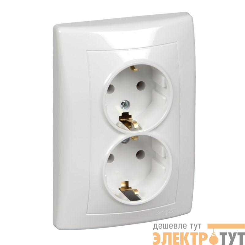 Розетка 2-м СП Sedna без защ. шторок с заземл. бел. SchE SDN3000621