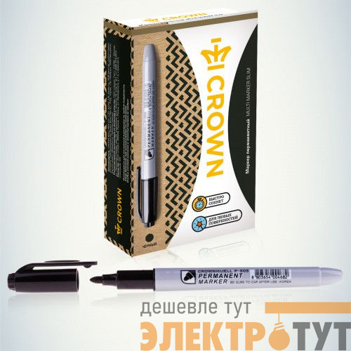 Маркер перманентный "Multi Marker Slim" 2мм пулевидный черн. 207899 Crown Б0048243