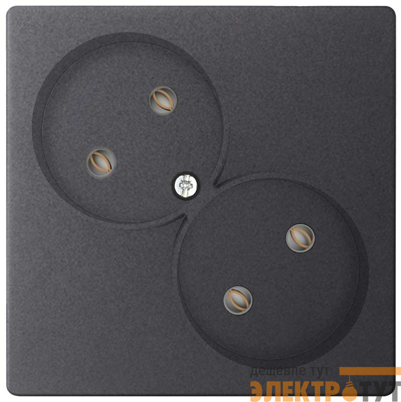 Розетка 2-м СП Simon 24 16А IP20 2х2P без защ. шторок механизм графит Simon 2450457-038