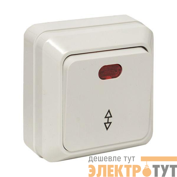 Переключатель проходной 1-кл. ОП Рим 10А IP20 с индикатором бел. EKF ENV10-125-10